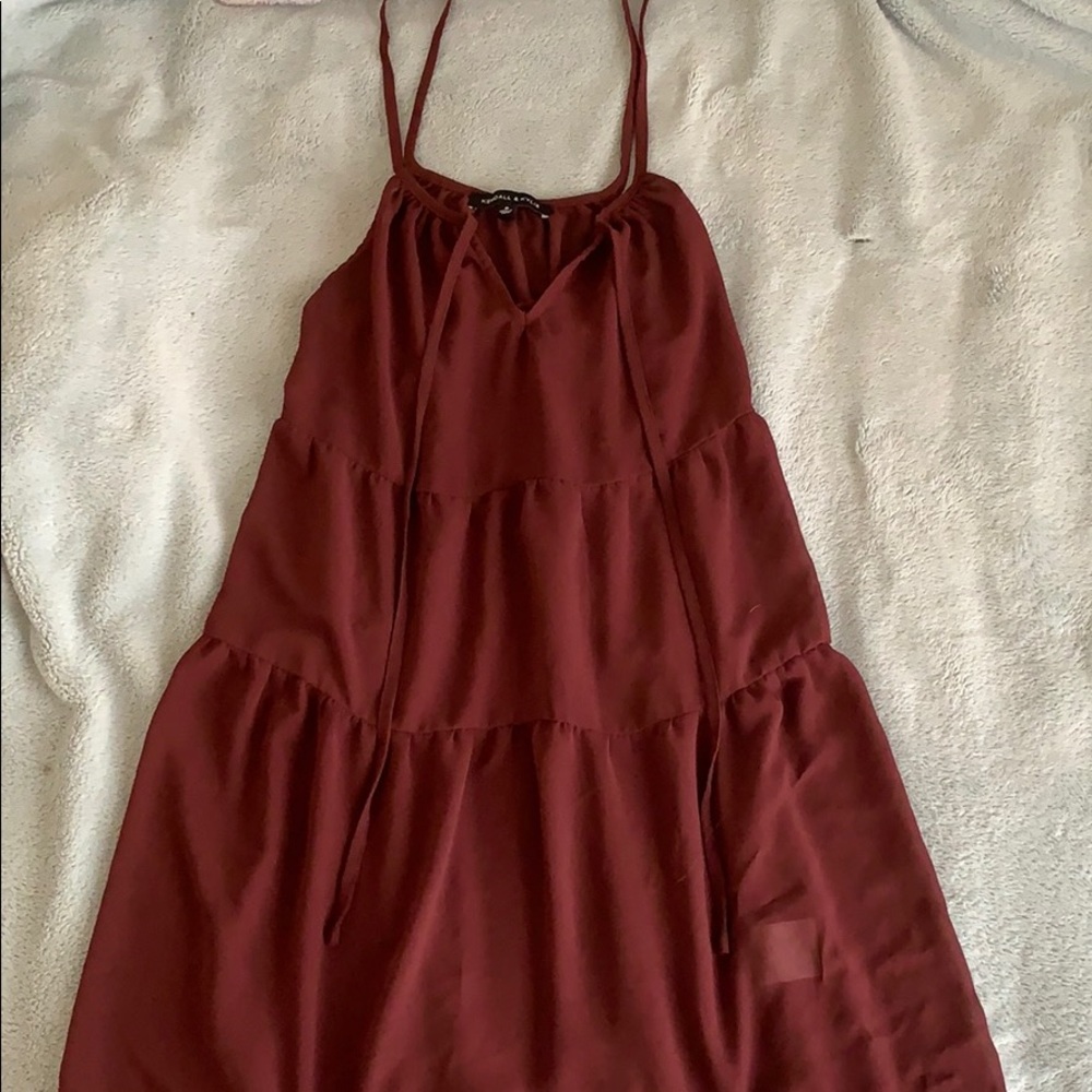 a burgundy dress
